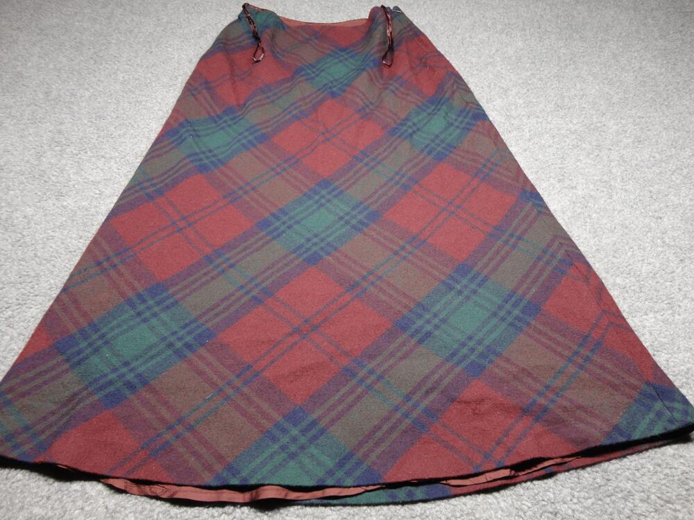 Lauren Ralph Lauren Skirt Womens 6 Red Plaid Wool A-Line Long Lined Twill